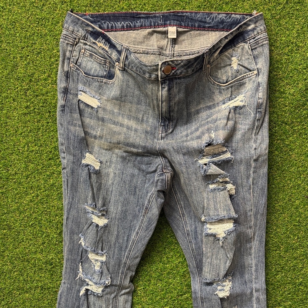 Distressed Blue Jeans